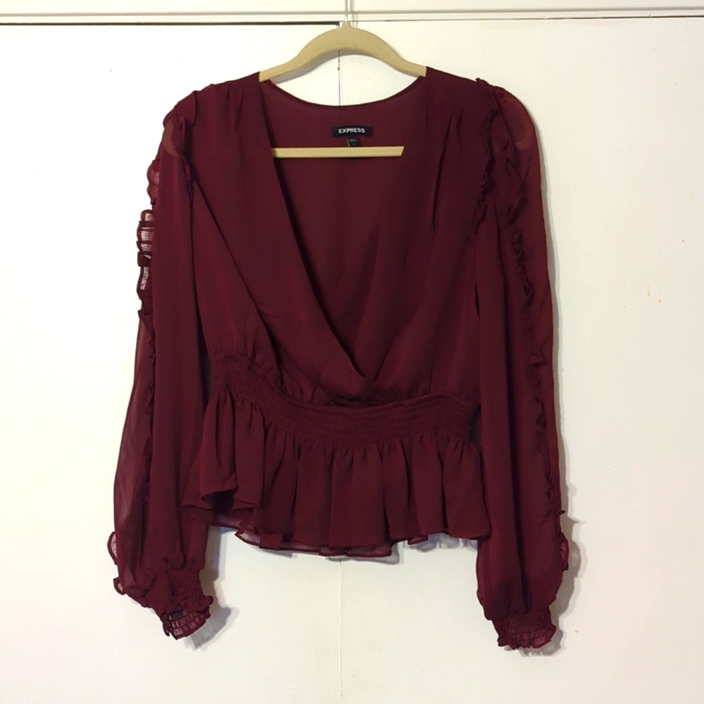 Express, M, Maroon Blouse